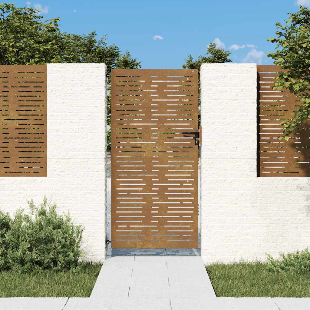 Sodo vartai, 85x200 cm, Corten plienas, kvadratinis dizainas