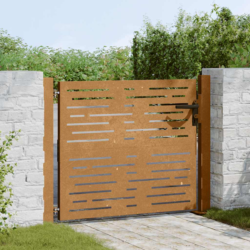 Sodo vartai, 100x75 cm, Corten plienas, kvadratinis dizainas