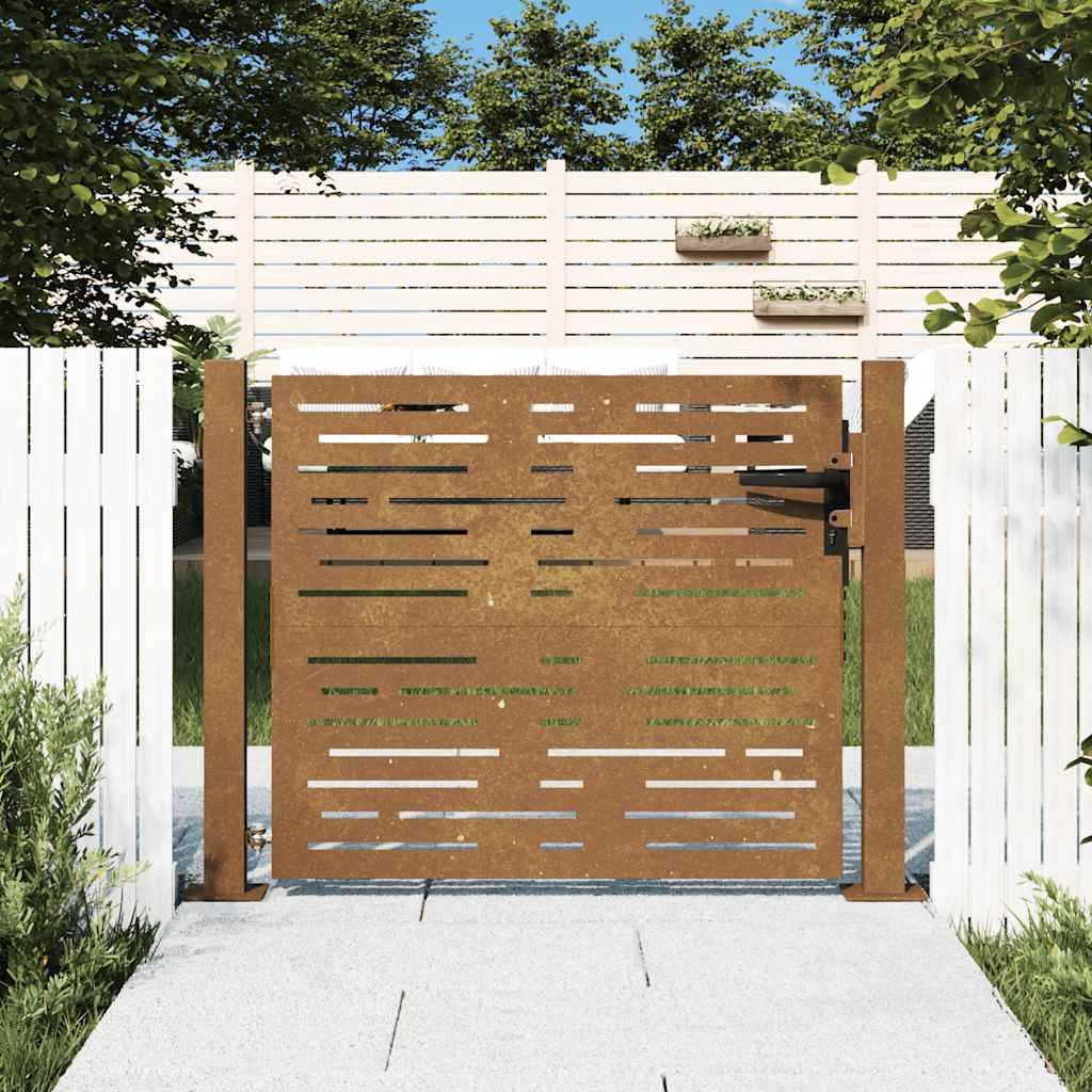 Sodo vartai, 100x75 cm, Corten plienas, kvadratinis dizainas