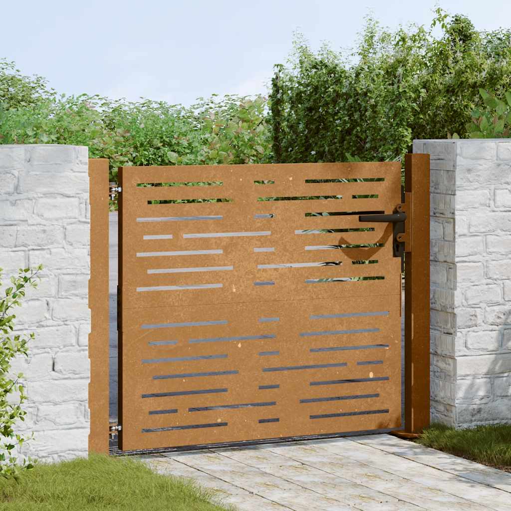 Sodo vartai, 100x100 cm, Corten plienas, kvadratinis dizainas