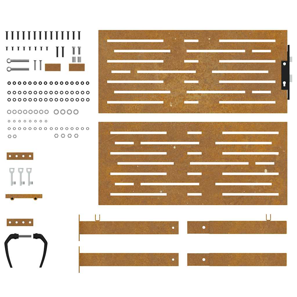 Sodo vartai, 100x100 cm, Corten plienas, kvadratinis dizainas