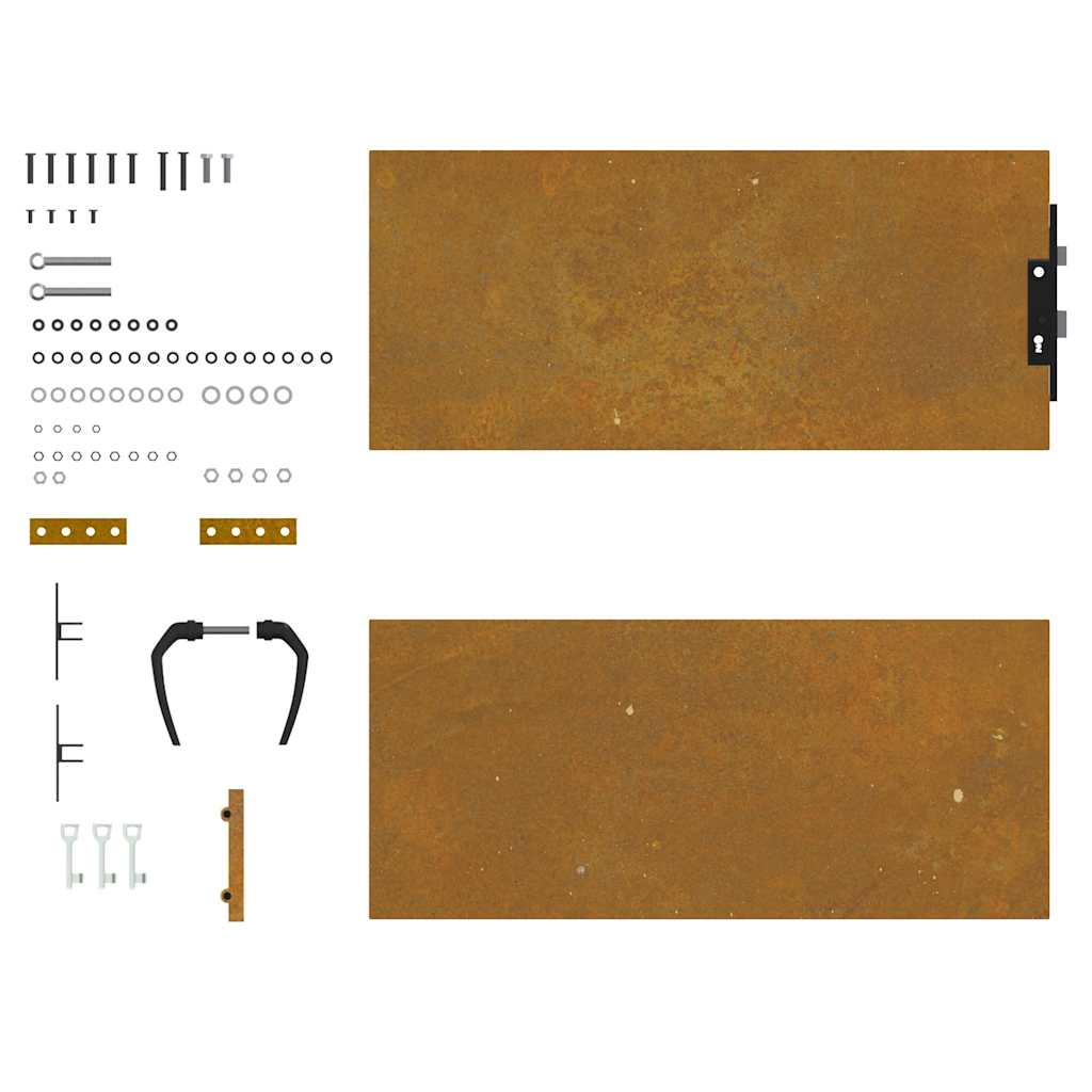 Sodo vartai, 85x125 cm, Corten plienas, kvadratinis dizainas