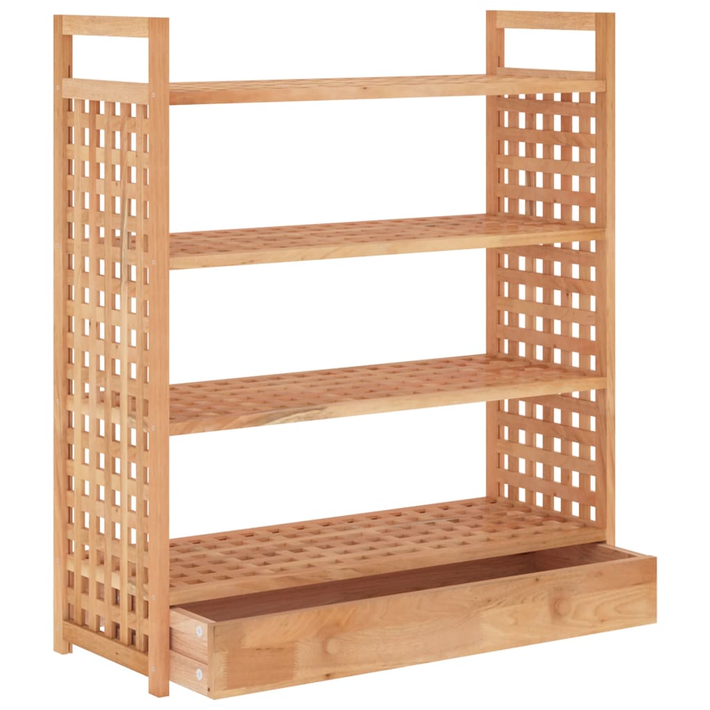 Shoe rack with drawers, 70x27x81cm, solid walnut