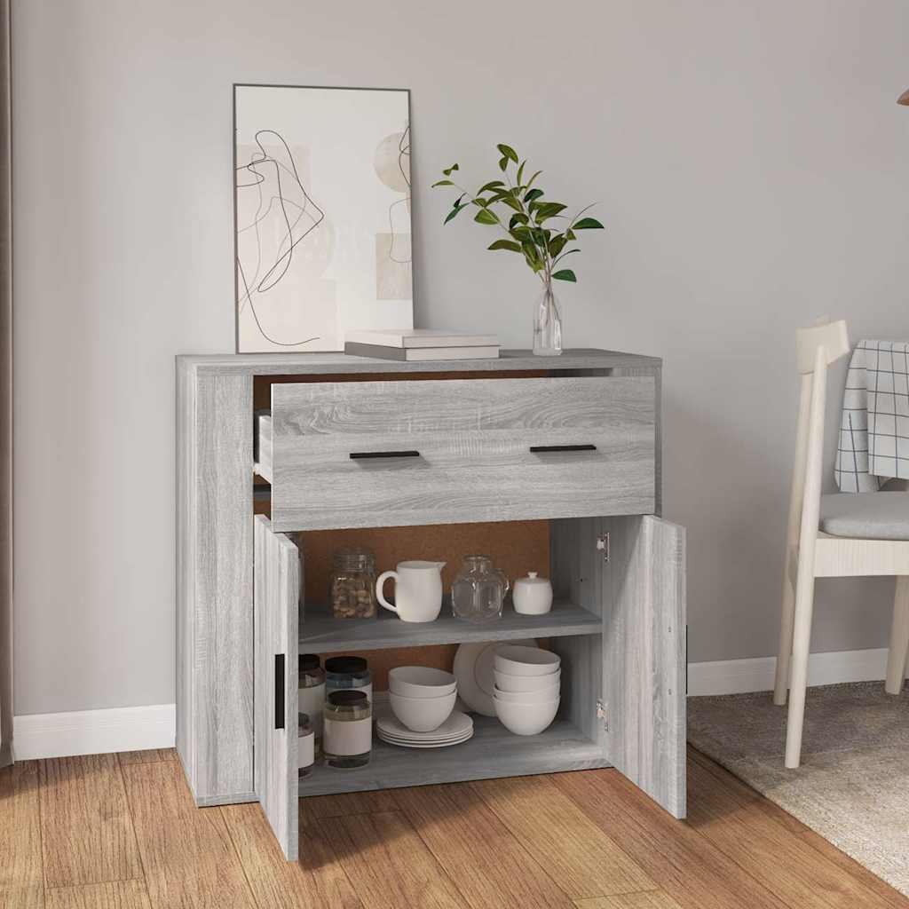 Sideboard, grey oak, 80x33x70cm, engineered wood