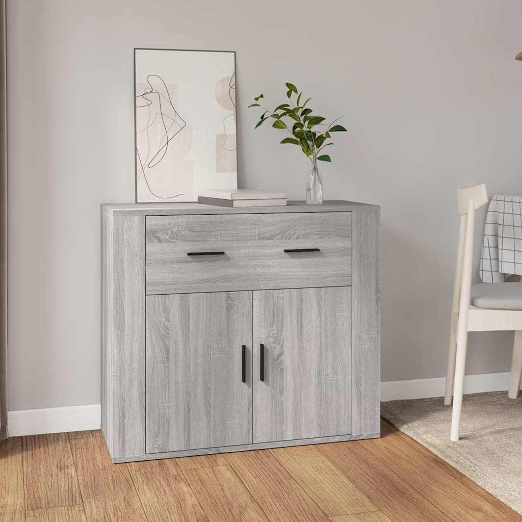Sideboard, grey oak, 80x33x70cm, engineered wood