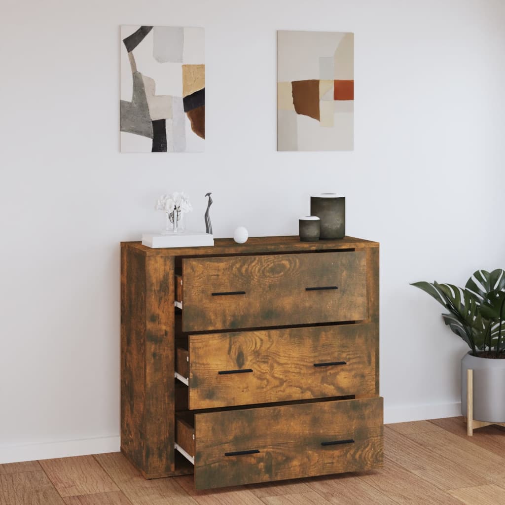Sideboard, smoked oak, 80x33x70cm, engineered wood