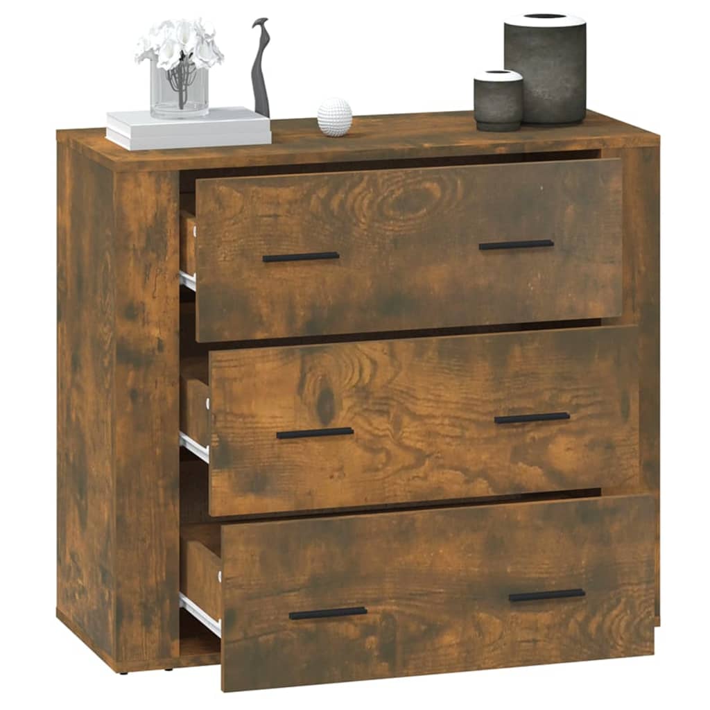 Sideboard, smoked oak, 80x33x70cm, engineered wood