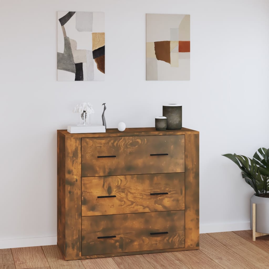 Sideboard, smoked oak, 80x33x70cm, engineered wood