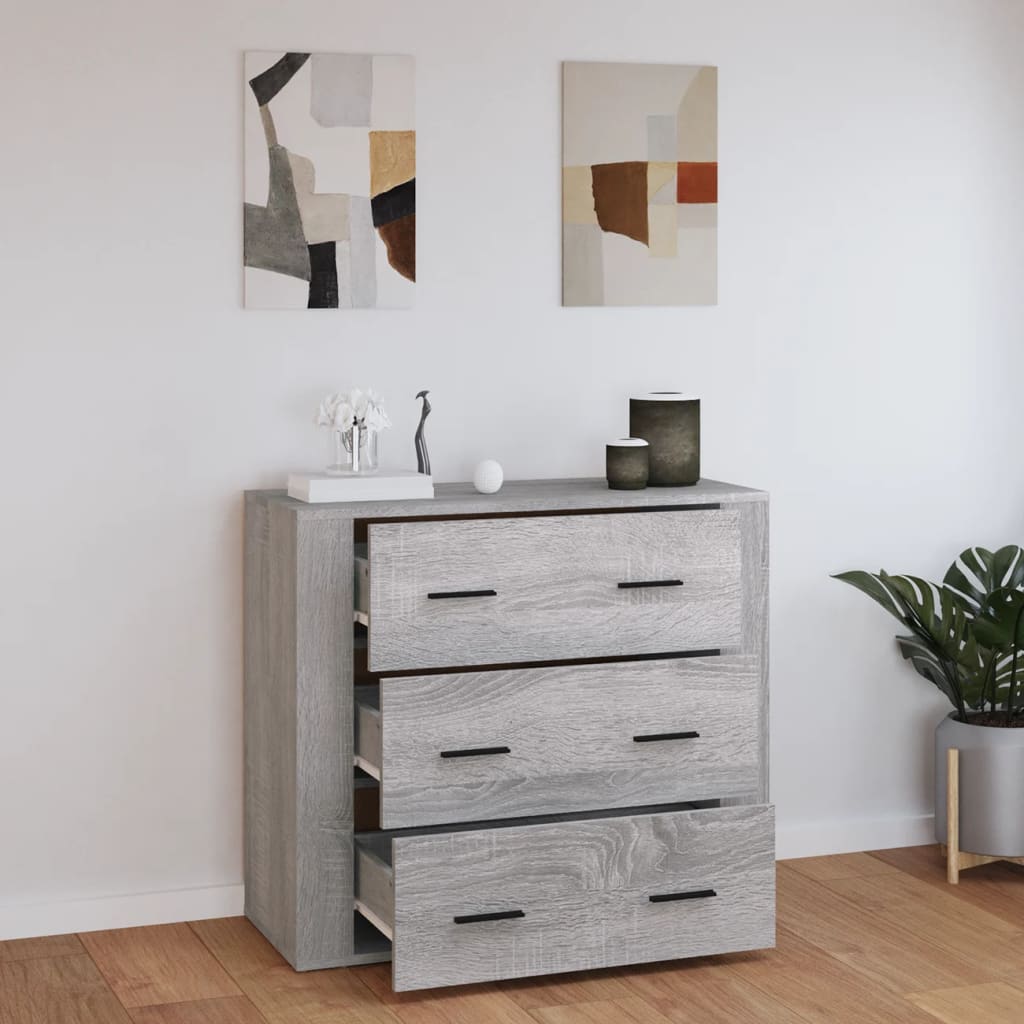 Sideboard, grey oak, 80x33x70cm, engineered wood