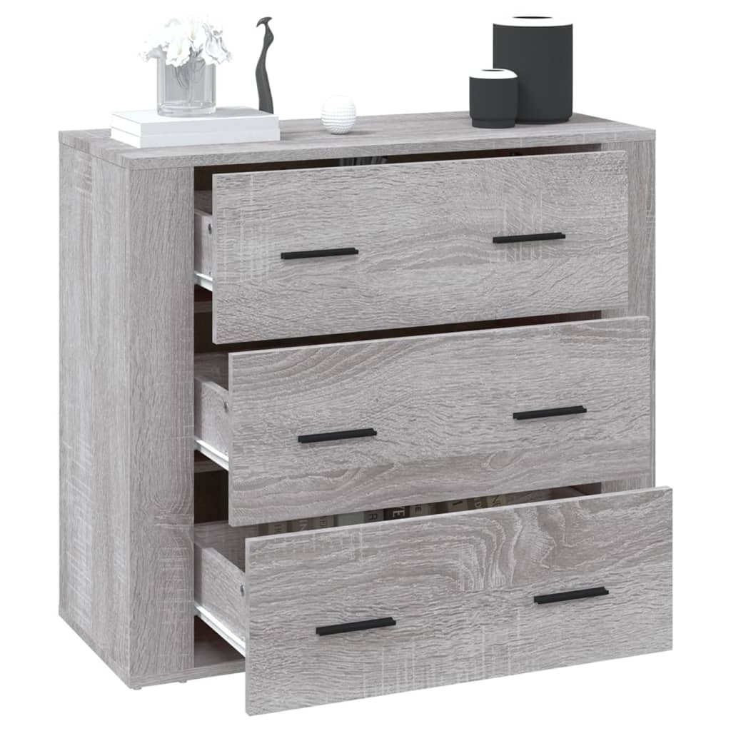 Sideboard, grey oak, 80x33x70cm, engineered wood