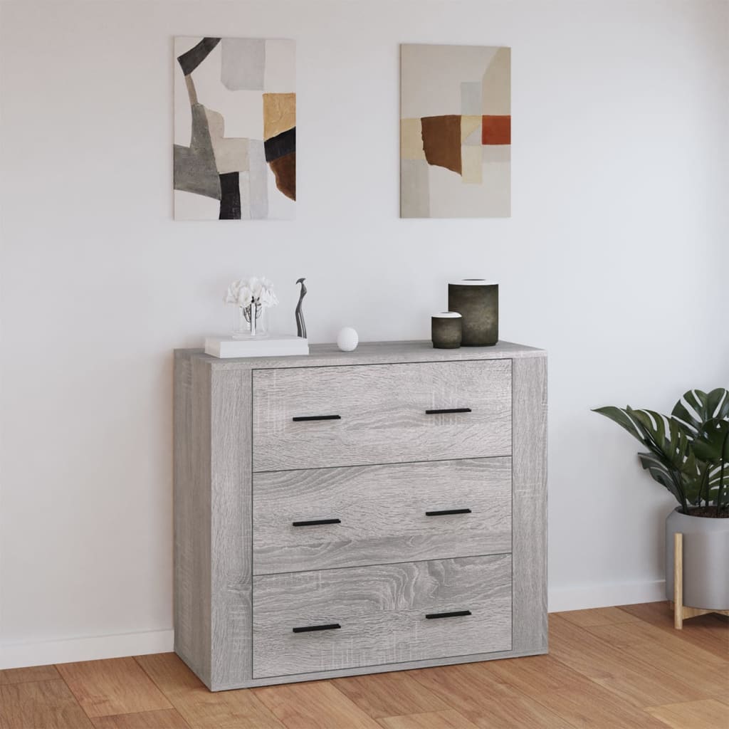 Sideboard, grey oak, 80x33x70cm, engineered wood