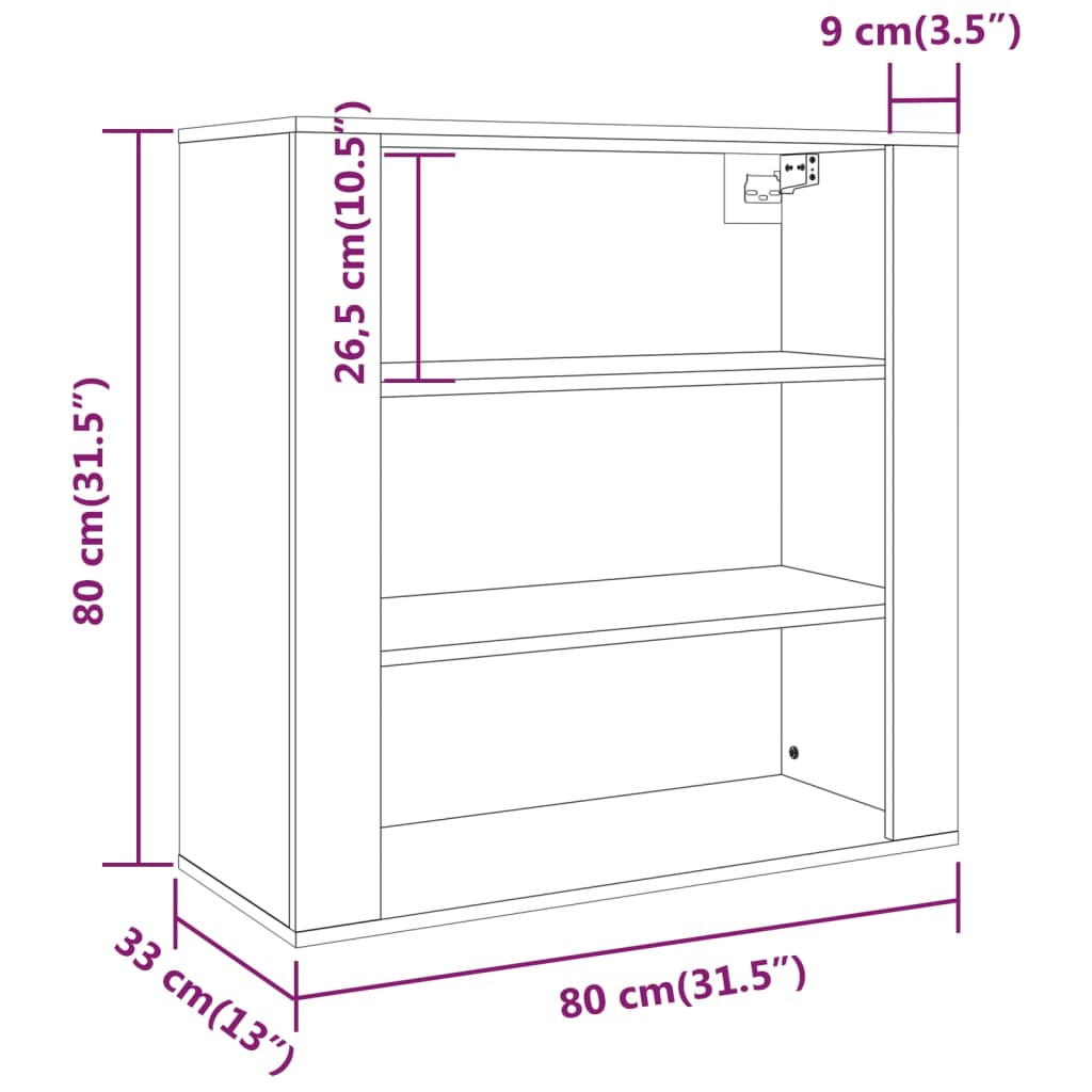 Wall cabinet, sonoma oak, 80x33x80cm, engineered wood