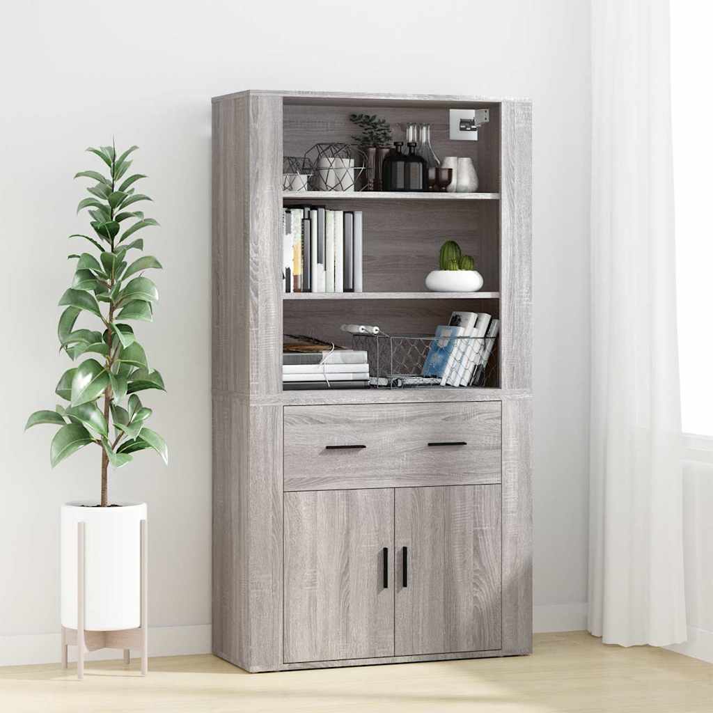 Wall cabinet, grey oak, 80x33x80cm, engineered wood