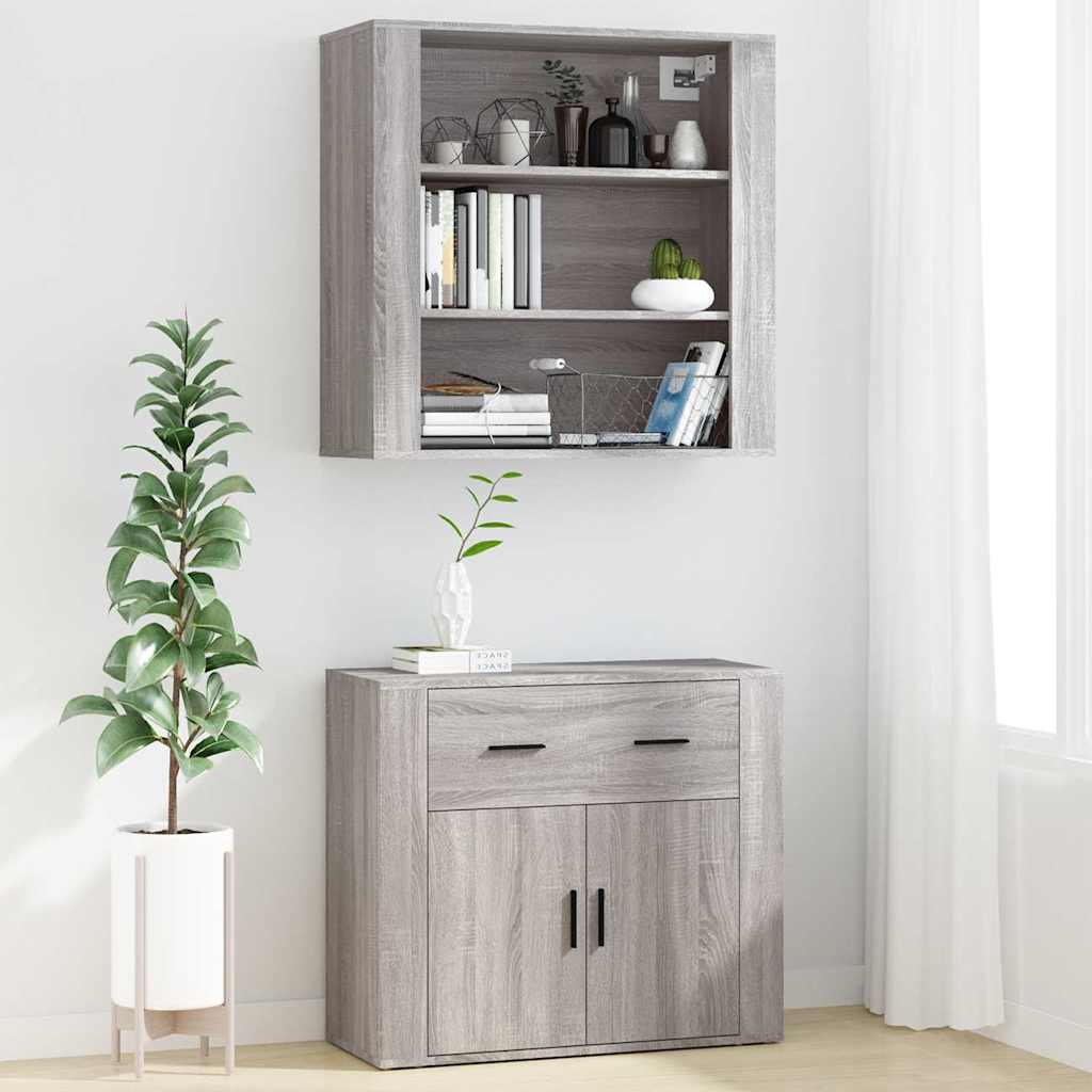 Wall cabinet, grey oak, 80x33x80cm, engineered wood