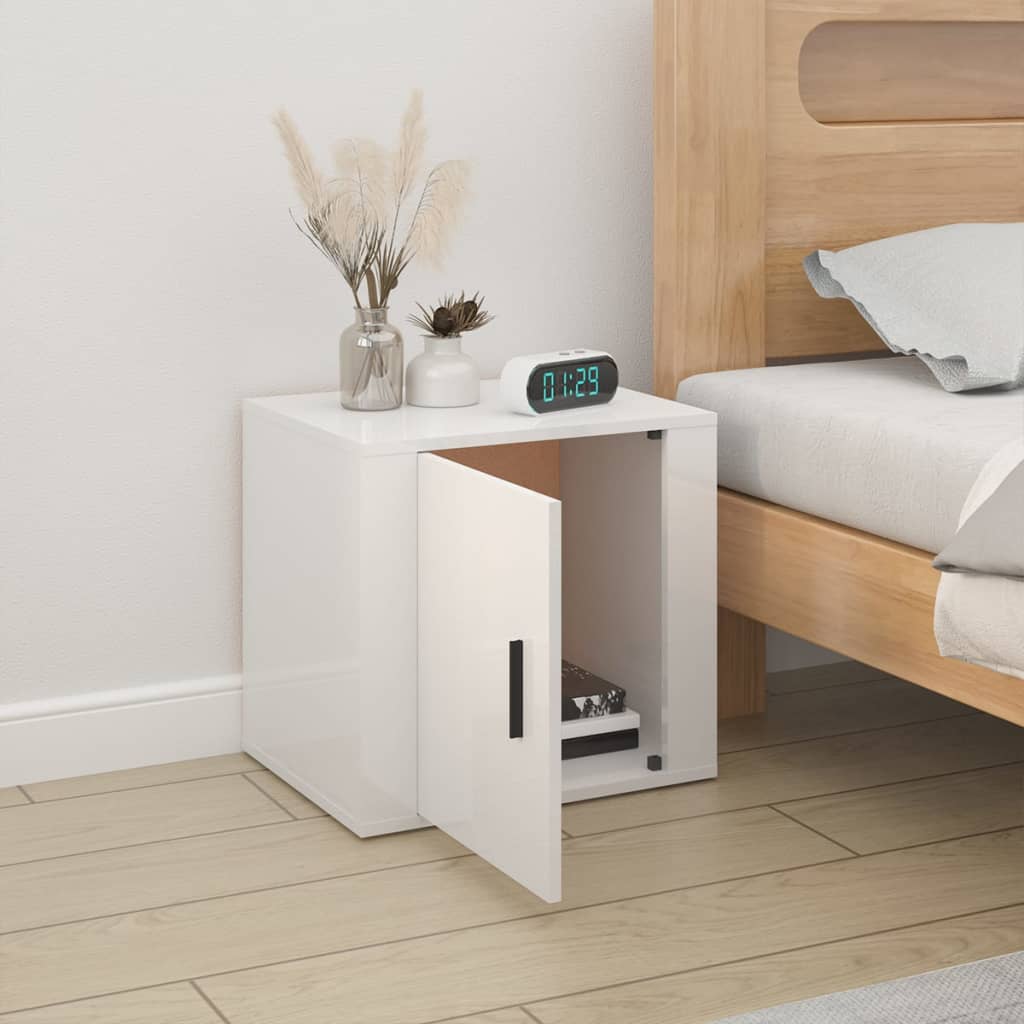 Bedside table, white, 50x39x47cm, glossy