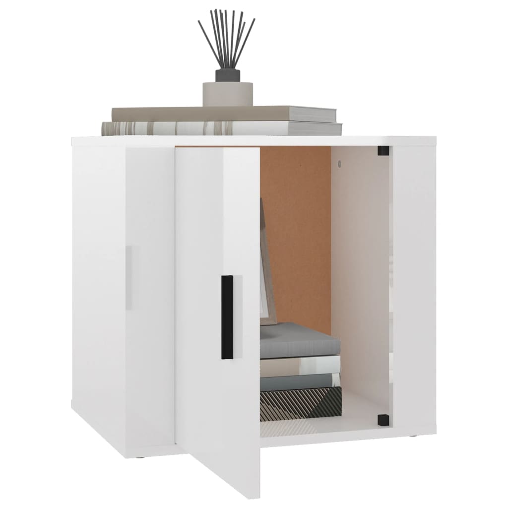 Bedside table, white, 50x39x47cm, glossy