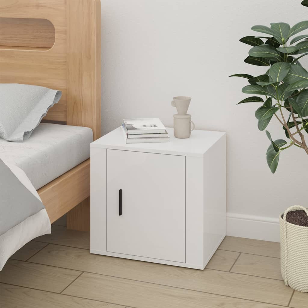 Bedside table, white, 50x39x47cm, glossy
