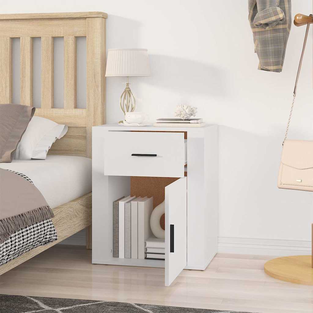 Nightstand, white, 50x36x60cm, engineered wood
