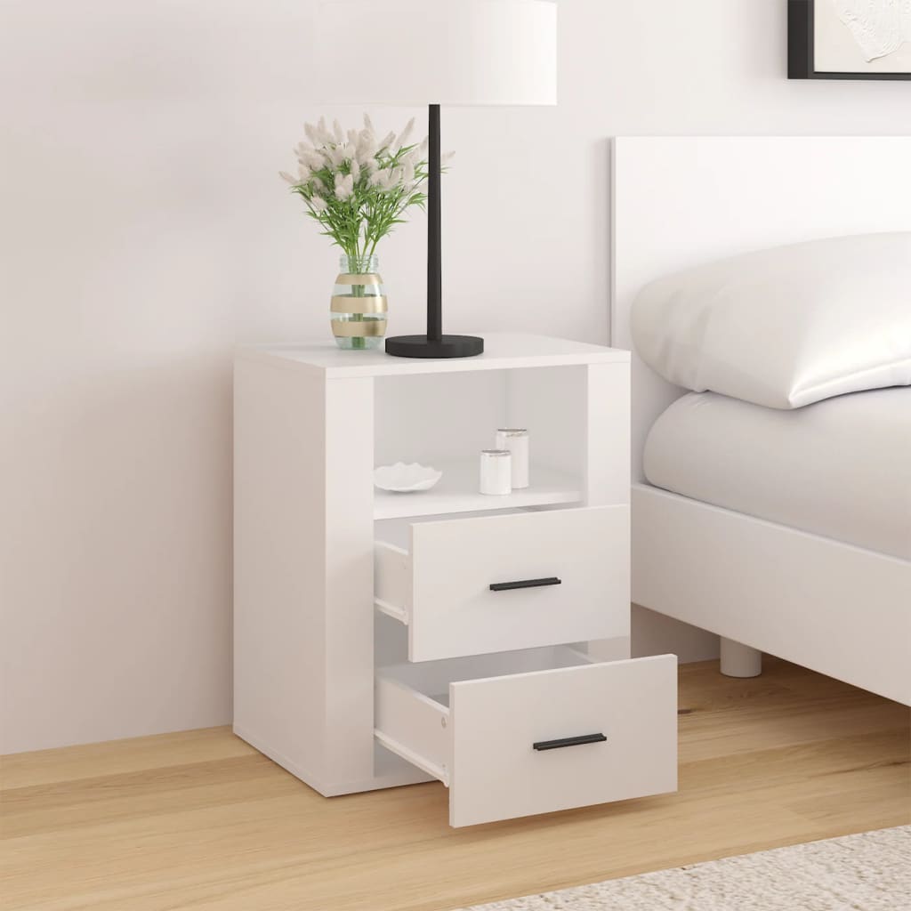 Nightstand, white, 50x36x60cm, engineered wood