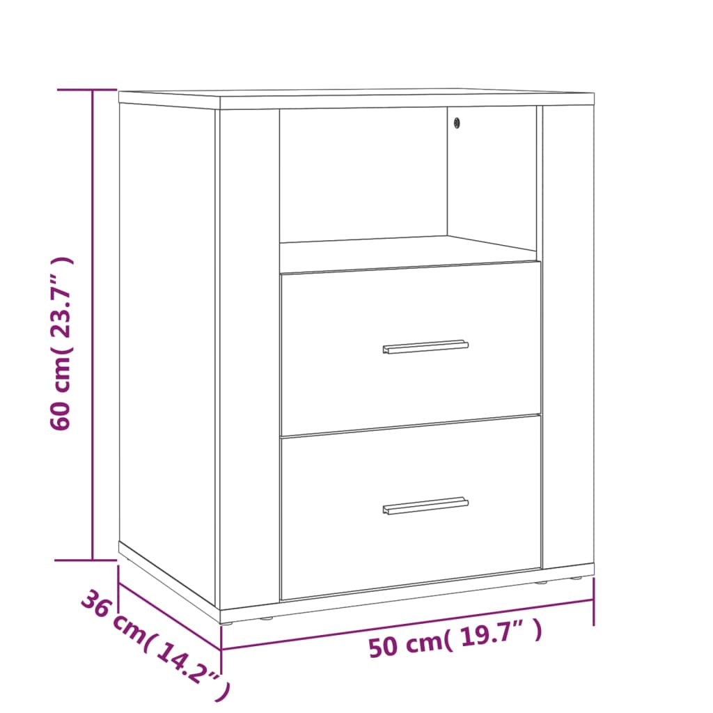 Nightstand, white, 50x36x60cm, engineered wood