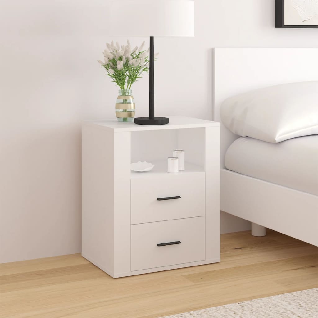 Nightstand, white, 50x36x60cm, engineered wood