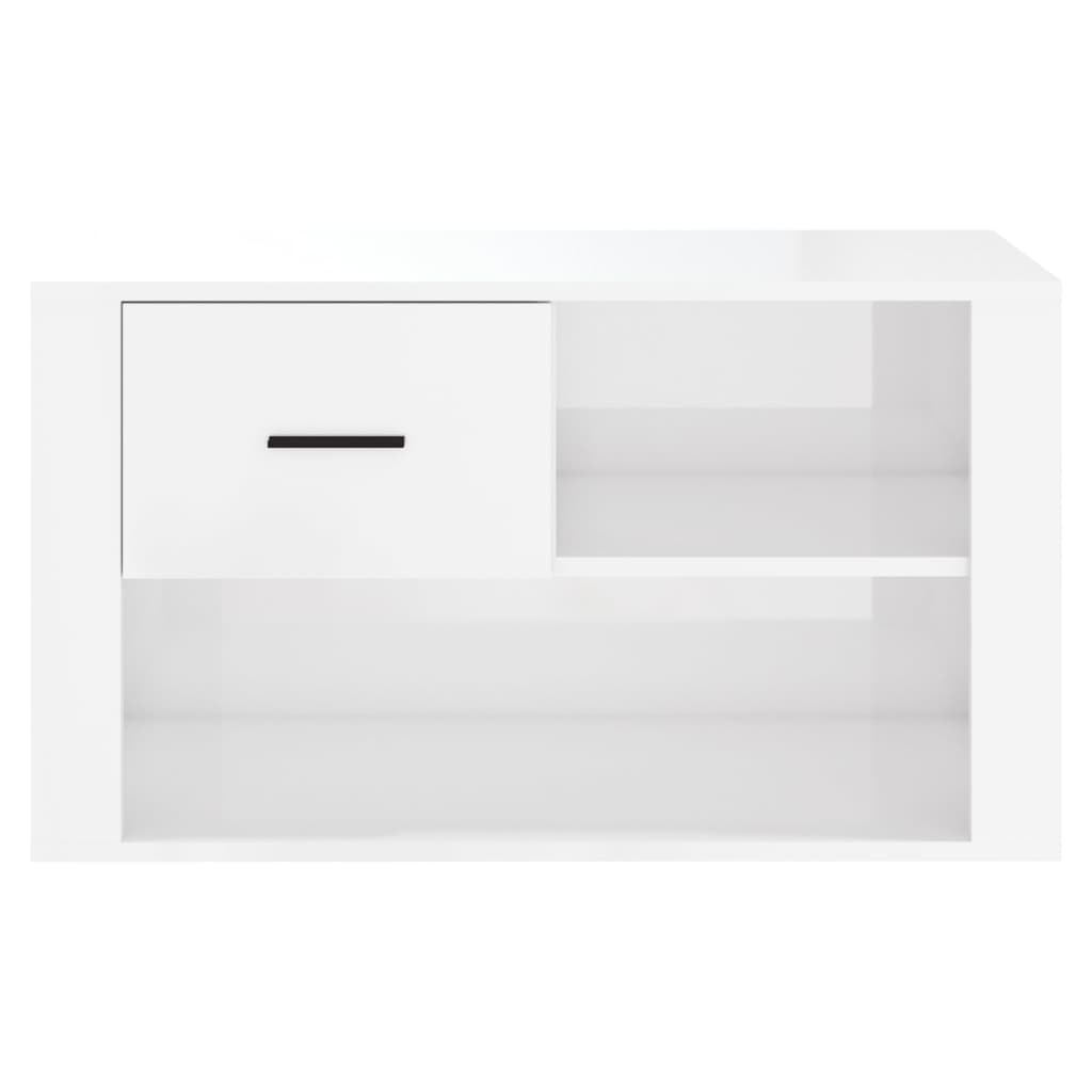 Shoe cabinet, white, 80x35x45cm, engineered wood, glossy