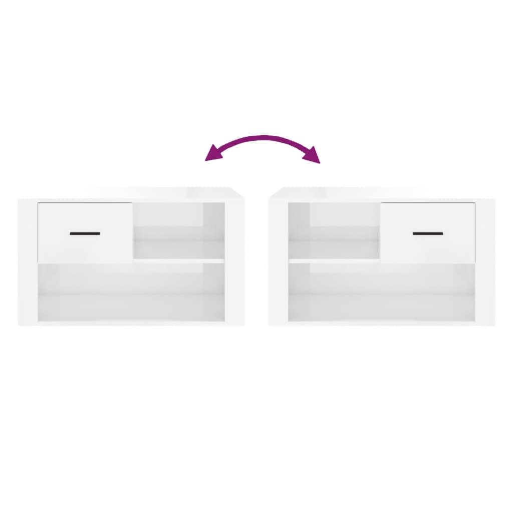 Shoe cabinet, white, 80x35x45cm, engineered wood, glossy