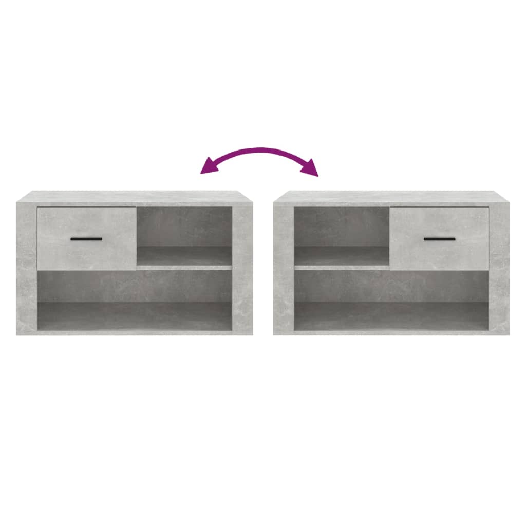 Shoe cabinet, concrete gray, 80x35x45cm, engineered wood
