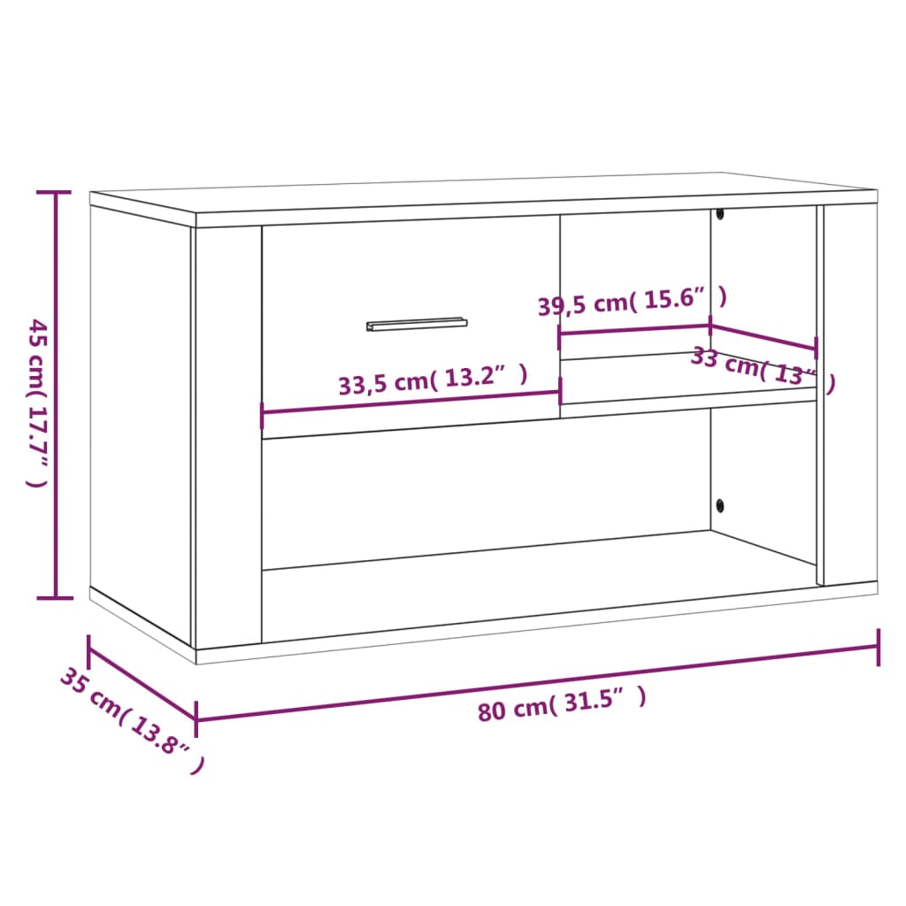 Shoe cabinet, concrete gray, 80x35x45cm, engineered wood