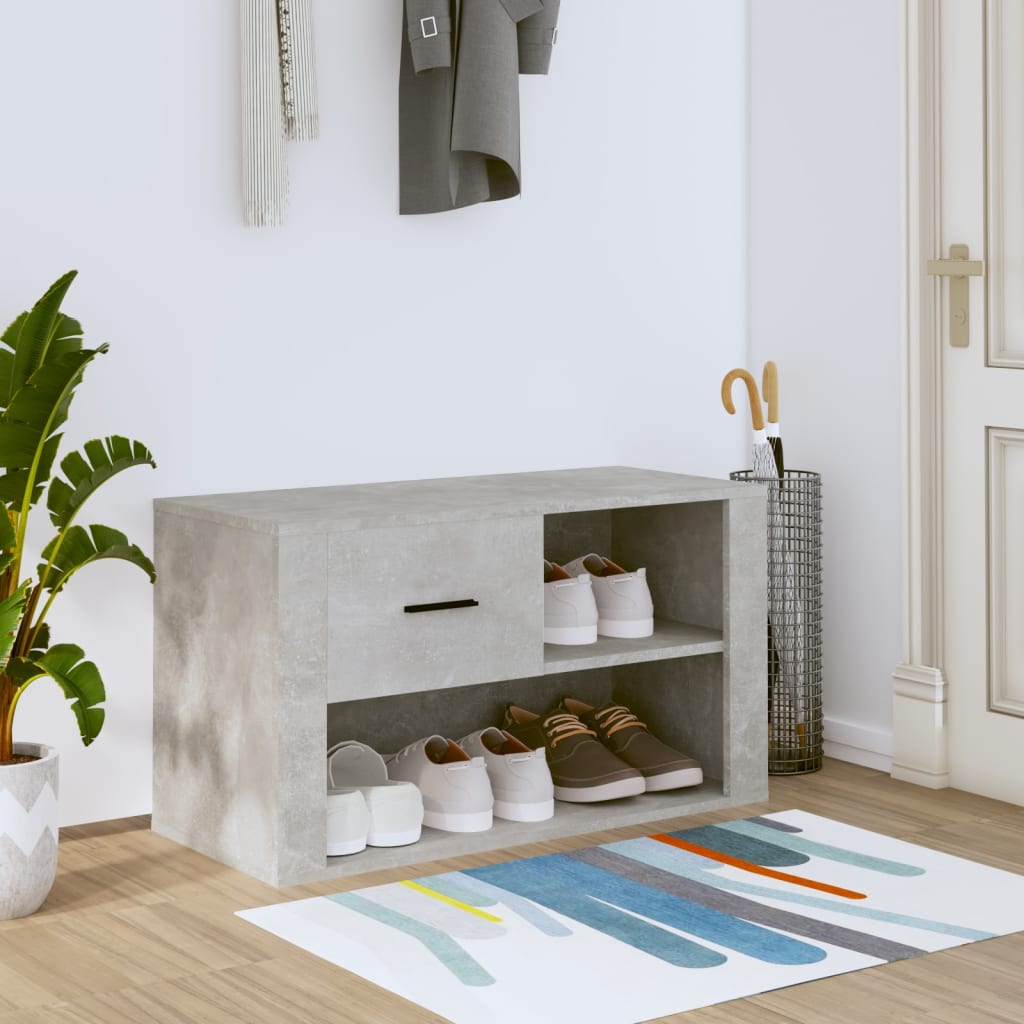 Shoe cabinet, concrete gray, 80x35x45cm, engineered wood