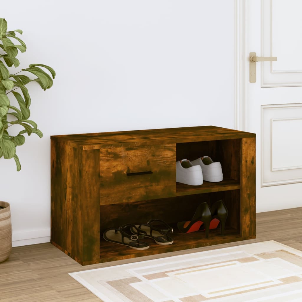 Shoe cabinet, smoky oak, 80x35x45cm, engineered wood