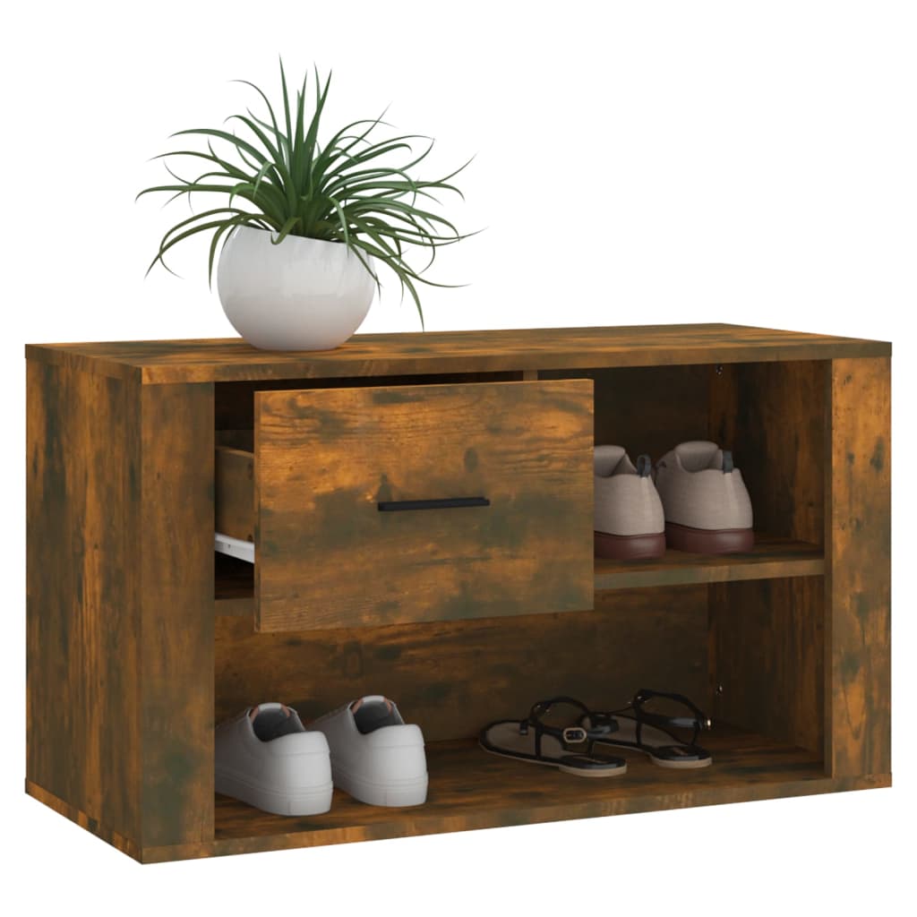 Shoe cabinet, smoky oak, 80x35x45cm, engineered wood