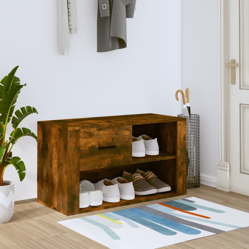 Shoe cabinet, smoky oak, 80x35x45cm, engineered wood