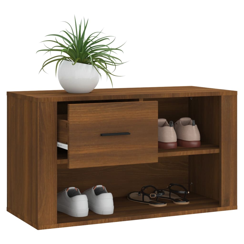 Shoe cabinet, brown oak, 80x35x45cm, engineered wood
