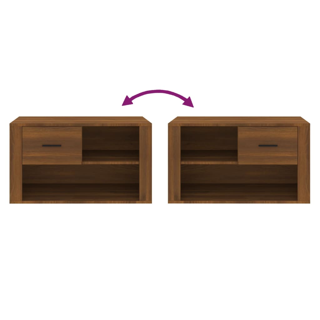 Shoe cabinet, brown oak, 80x35x45cm, engineered wood