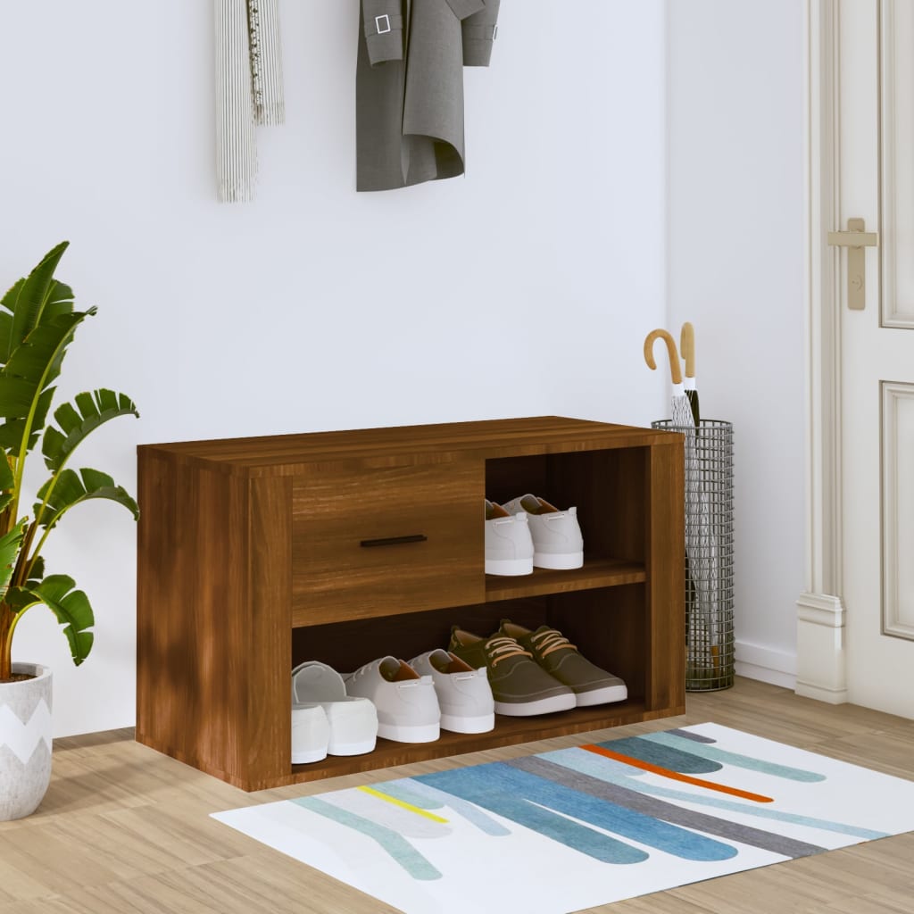 Shoe cabinet, brown oak, 80x35x45cm, engineered wood
