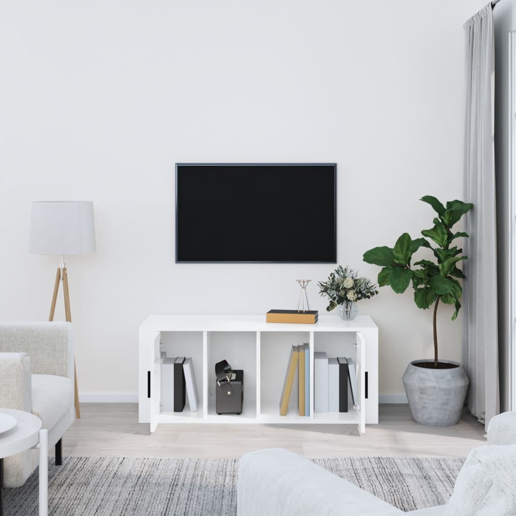 TV cabinet, white, 100x35x40cm, wood, glossy