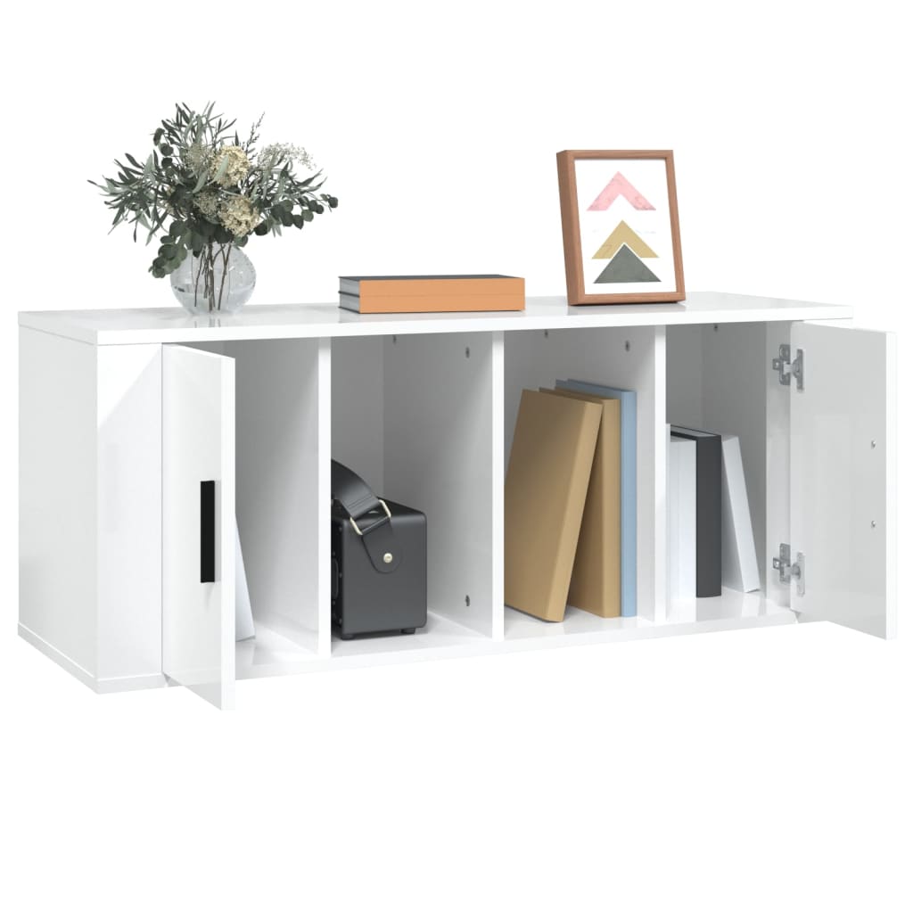 TV cabinet, white, 100x35x40cm, wood, glossy