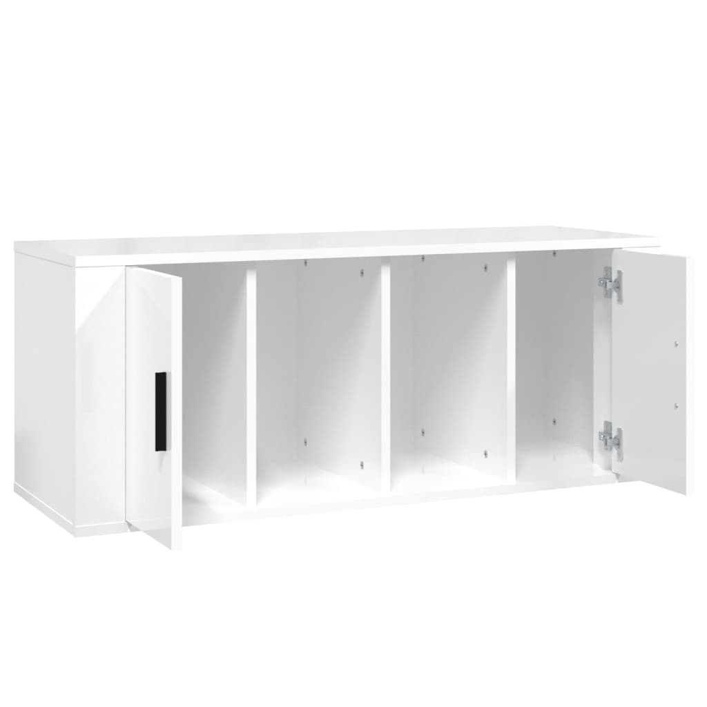 TV cabinet, white, 100x35x40cm, wood, glossy