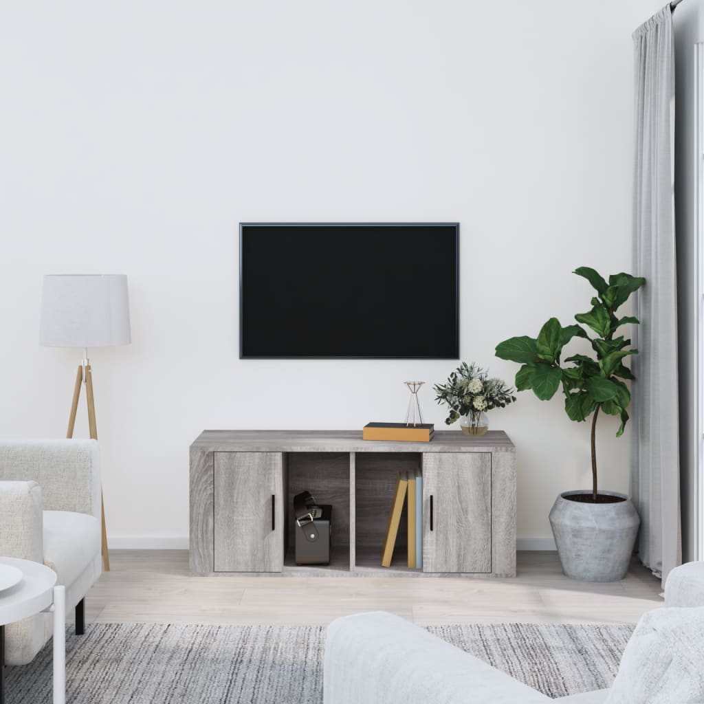 Televizoriaus spintelė, pilka ąžuolo, 100x35x40cm, mediena