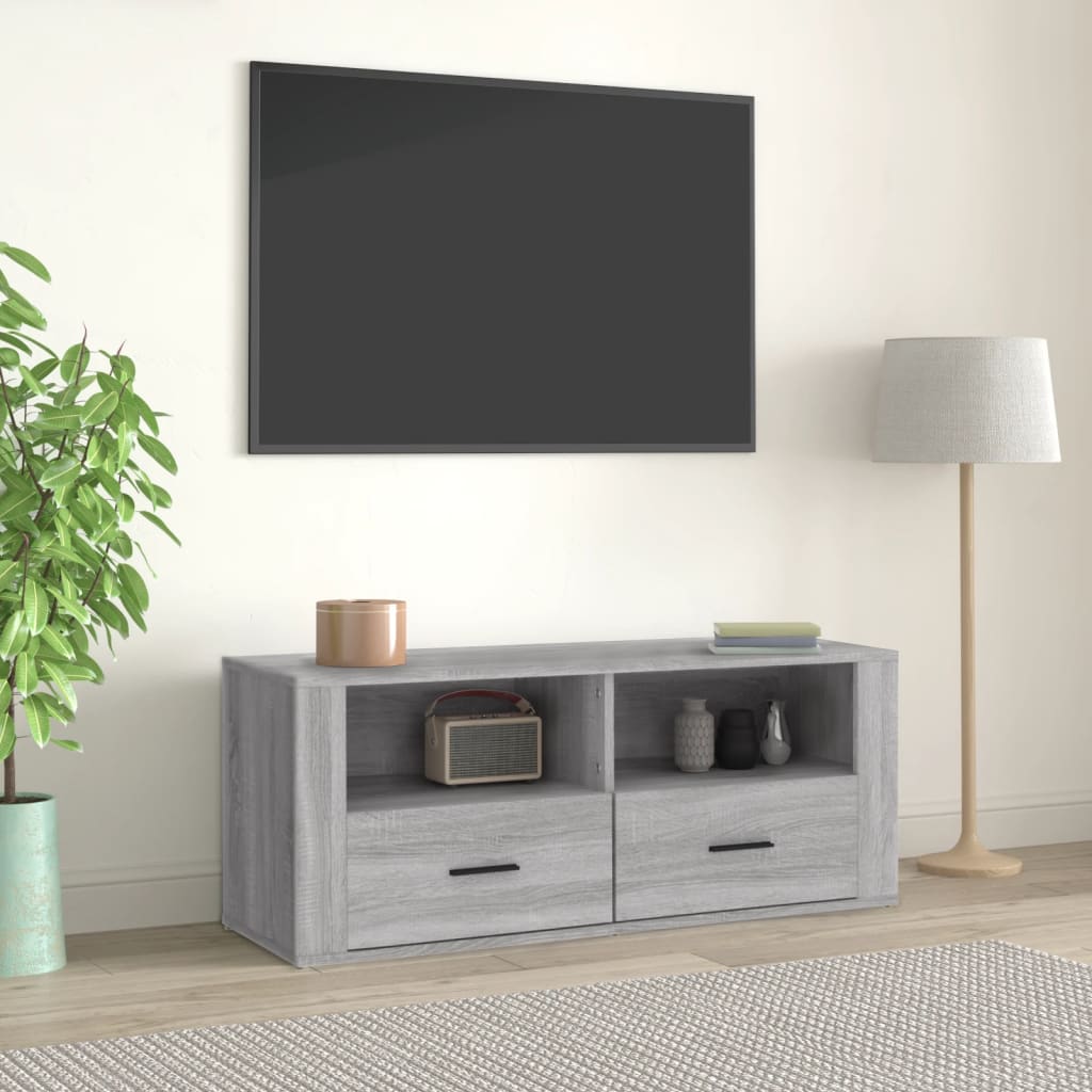 Televizoriaus spintelė, pilka ąžuolo, 100x35x40cm, mediena