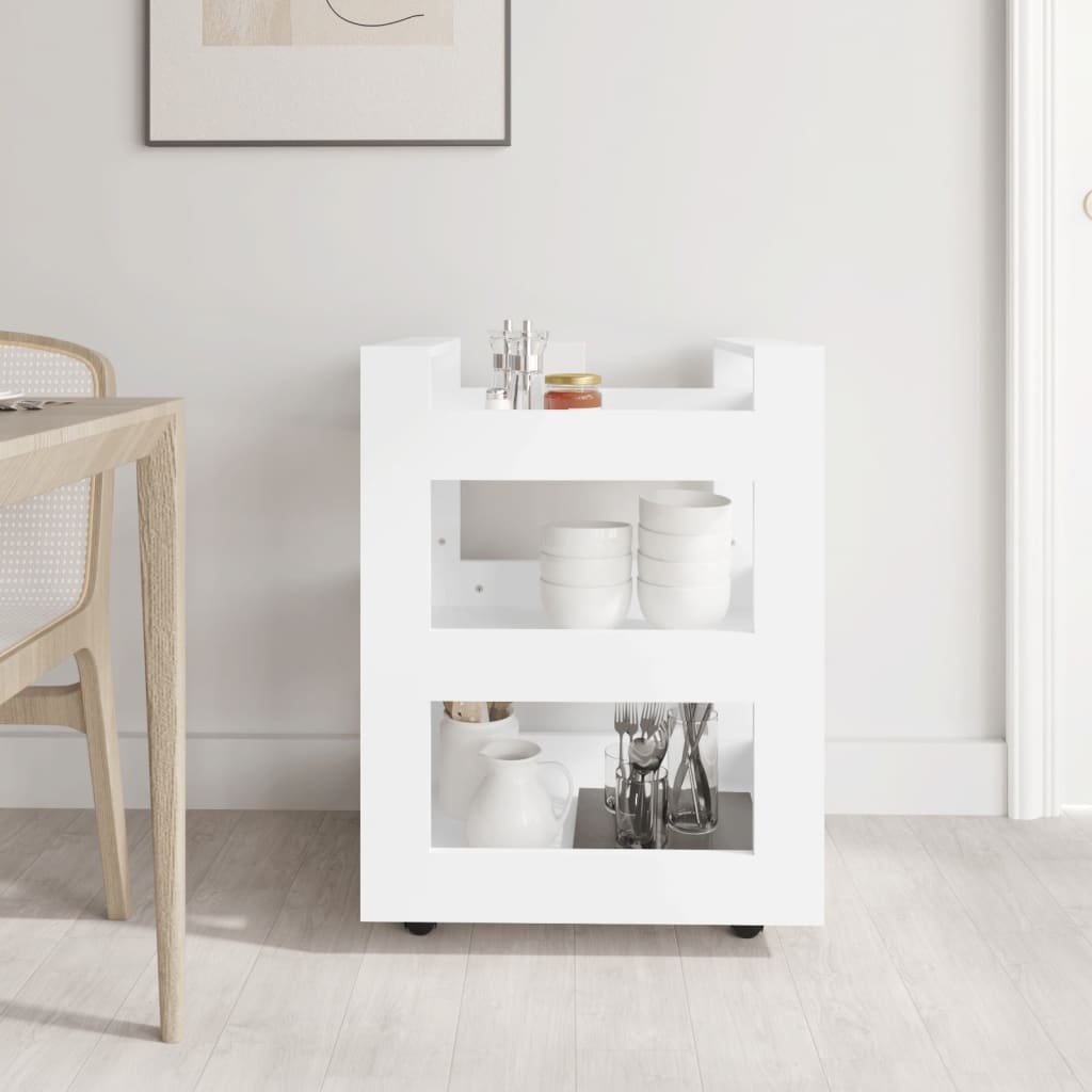 Kitchen trolley, white, 60x45x80cm, engineered wood