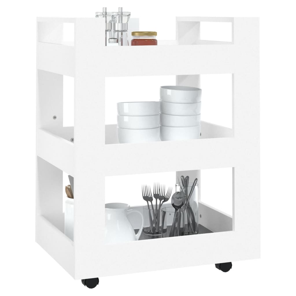 Kitchen trolley, white, 60x45x80cm, engineered wood