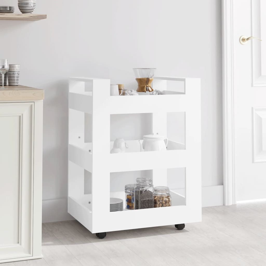 Kitchen trolley, white, 60x45x80cm, engineered wood