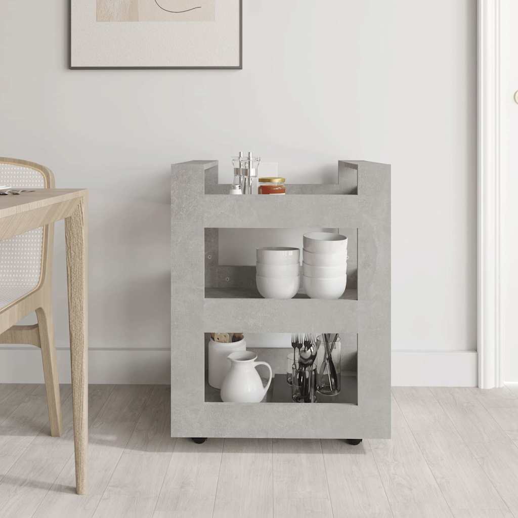 Kitchen trolley, concrete grey, 60x45x80cm, engineered wood