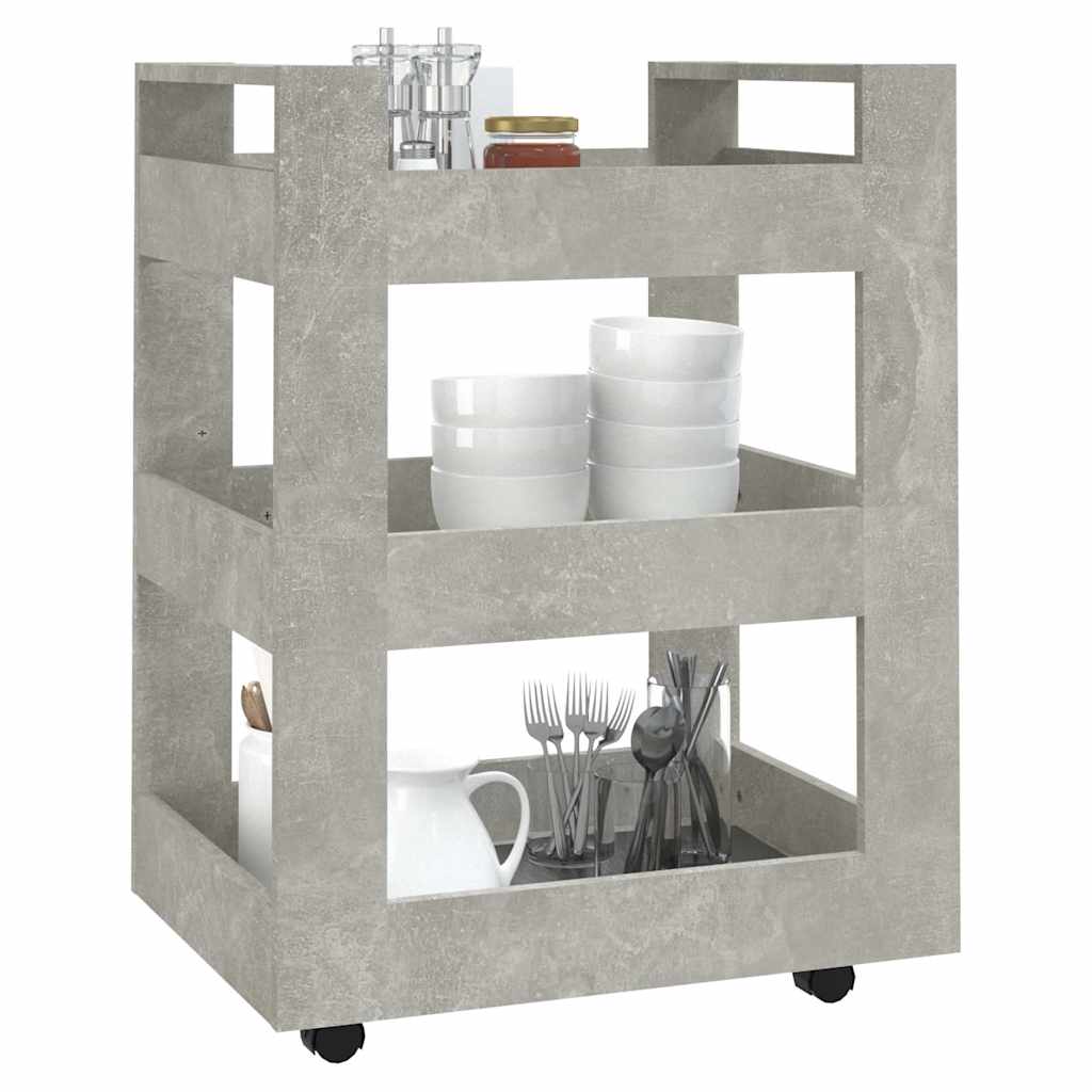 Kitchen trolley, concrete grey, 60x45x80cm, engineered wood