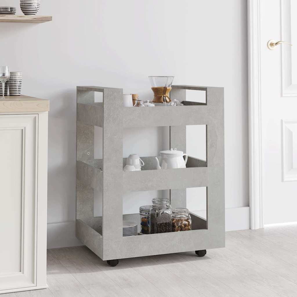 Kitchen trolley, concrete grey, 60x45x80cm, engineered wood