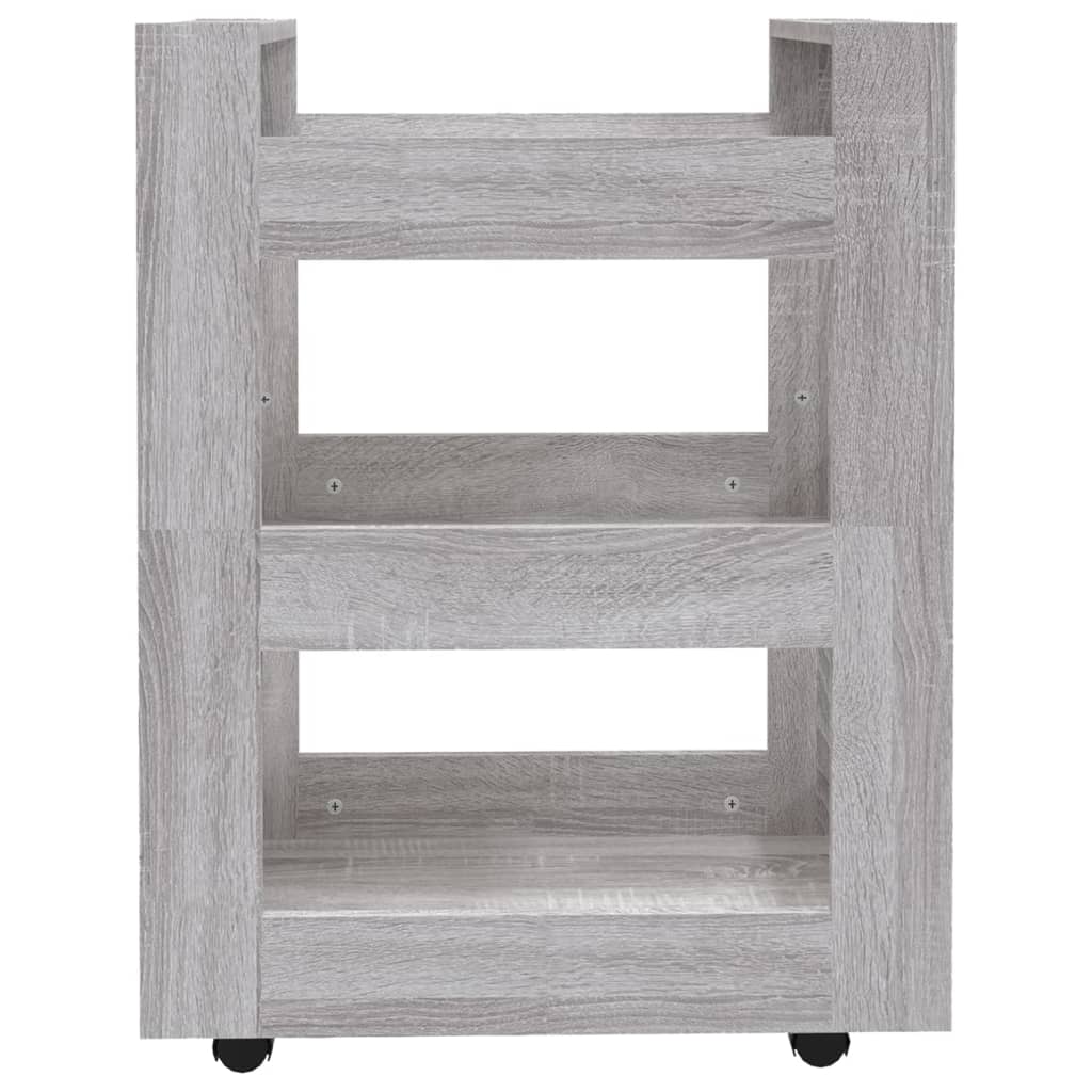 Kitchen trolley, grey oak, 60x45x80cm, engineered wood