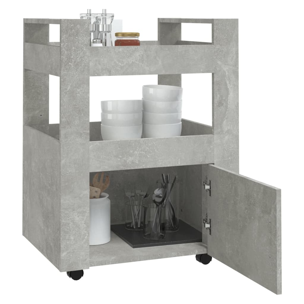 Kitchen trolley, concrete grey, 60x45x80cm, engineered wood