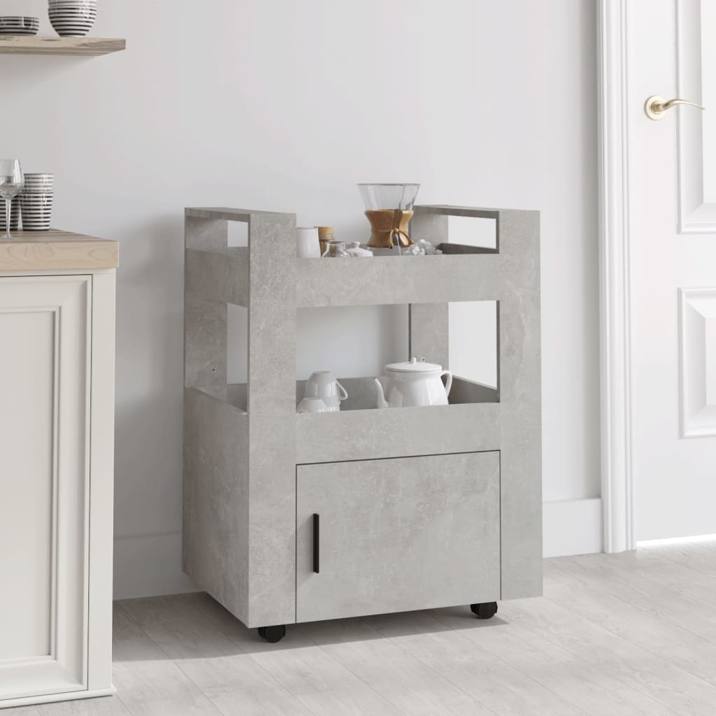 Kitchen trolley, concrete grey, 60x45x80cm, engineered wood